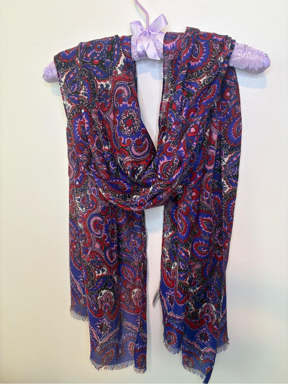 Talbots Red and Purple Paisley Wrap Scarf